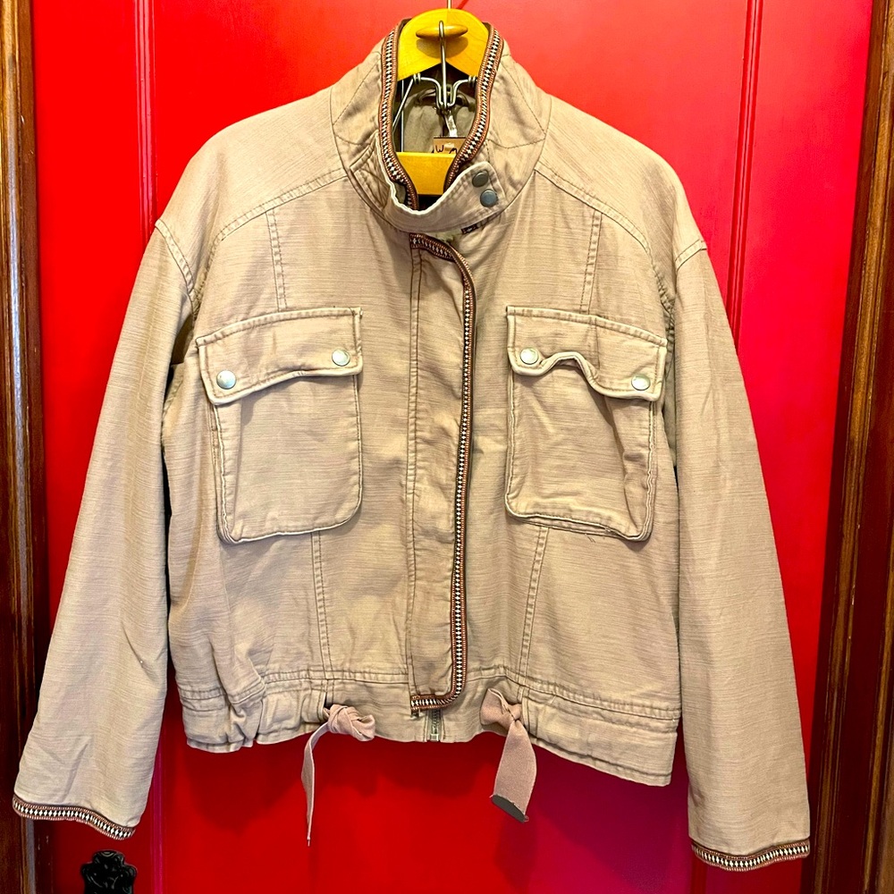 Free People flight line embroidered bomber jacket